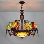 Tiffany Parrot Chandelier Lamp in Red Bronze