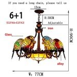 Tiffany Parrot Chandelier Lamp in Red Bronze