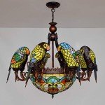 Tiffany Parrot Chandelier Lamp in Red Bronze