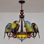 Tiffany Parrot Chandelier Lamp in Red Bronze