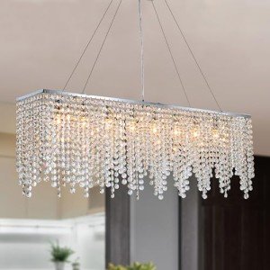 Modern Rectangular Crystal Chandelier with 8 Lights