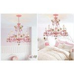 Pink Rose Crystal Chandelier Lamp with 5 Lights