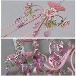 Pink Rose Crystal Chandelier Lamp with 5 Lights