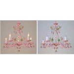 Pink Rose Crystal Chandelier Lamp with 5 Lights