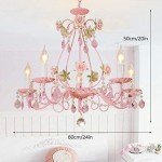 Pink Rose Crystal Chandelier Lamp with 5 Lights