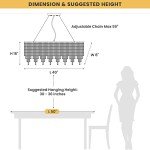 Modern Rectangular Crystal Chandelier with 8 Lights
