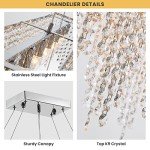 Modern Rectangular Crystal Chandelier with 8 Lights