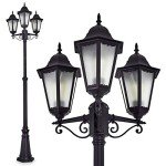 Vintage Black Outdoor Candelabra Lamp with Frosted Glass