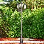Vintage Black Outdoor Candelabra Lamp with Frosted Glass