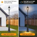 Vintage Black Solar Lamp Post Light for Outdoors