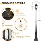Vintage Black Solar Lamp Post Light for Outdoors