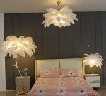 Elegant LED Floor Lamp with Ostrich Feathers