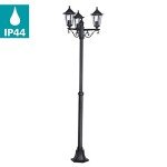 Victorian Style Black Outdoor Lantern Post - 3 Flames