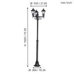 Victorian Style Black Outdoor Lantern Post - 3 Flames