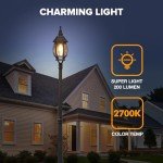Vintage Black Solar Lamp Post Light for Outdoors