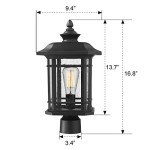 Emliviar 17" Black Outdoor Post Light Fixture