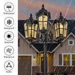 Outdoor 3-Head Black Lamp Post Light