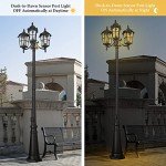 Outdoor 3-Head Black Lamp Post Light