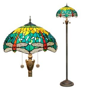 Tiffany Style Floor Lamp with Dragonfly Design