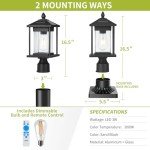 Osimir 16" Dusk to Dawn Solar Post Light