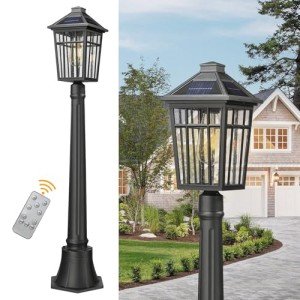 41-Inch Solar Outdoor Post Light with Remote
