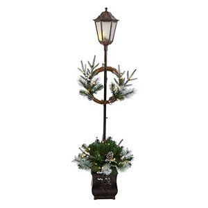 5ft Pre-lit Holiday Lamp Post with Greenery