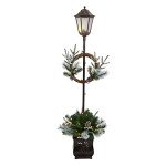 5ft Pre-lit Holiday Lamp Post with Greenery