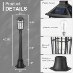 41-Inch Solar Outdoor Post Light with Remote
