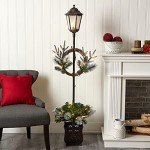 5ft Pre-lit Holiday Lamp Post with Greenery
