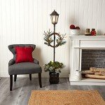 5ft Pre-lit Holiday Lamp Post with Greenery