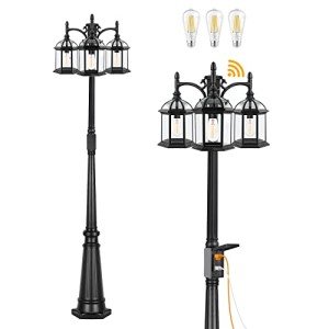Triple Head Dusk to Dawn Outdoor Lamp Post