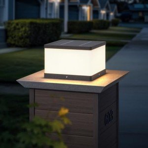 Solar Outdoor Pillar Light with Warm LED Glow