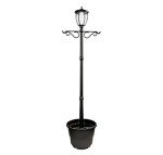 Solar LED Lamp Post with Planter - Black