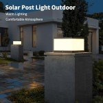 Solar Outdoor Pillar Light with Warm LED Glow