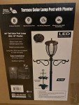 Solar LED Lamp Post with Planter - Black