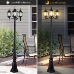 3-Head Dusk to Dawn Outdoor Lamp Post Light