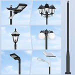 10FT Black Iron Solar Street Light Pole