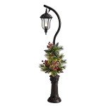 5ft Holiday Lamp Post with LED Lights and Greenery