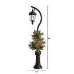 5ft Holiday Lamp Post with LED Lights and Greenery