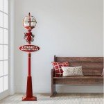Musical Snow Globe Lamp Post with Santa