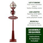 Musical Snow Globe Lamp Post with Santa