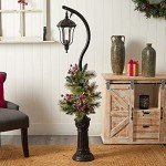 5ft Holiday Lamp Post with LED Lights and Greenery