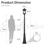 Emliviar 82" Solar LED Street Lamp with Remote