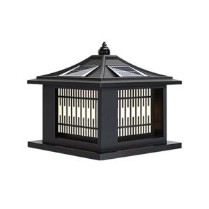 Modern Solar Post Light - Black Lantern Style