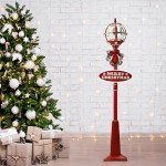 Musical Snow Globe Lamp Post with Santa