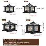 Modern Solar Post Light - Black Lantern Style