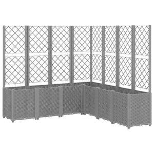 Light Grey Rattan Garden Planter with Trellis