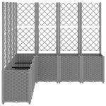 Light Grey Rattan Garden Planter with Trellis