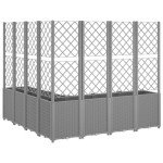Light Grey Rattan Garden Planter with Trellis