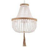 Wood Beaded Farmhouse Chandelier with Tassels